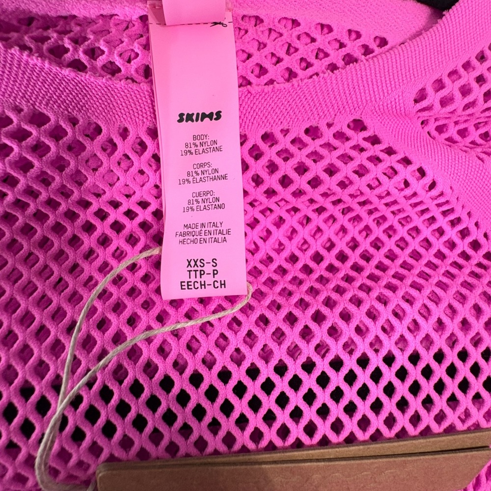 SKIMS Dress Women XXS-S Pink Recycled Swim Cut Out Long Sleeve Mesh Maxi NEW - Picture 6 of 9